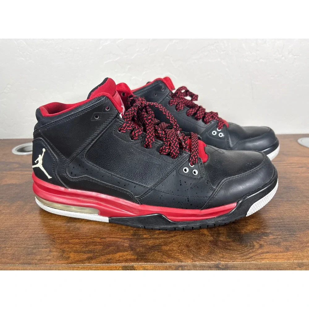 Jordan Flight Origin Mens 11 Black Gym Red White Mid Sneakers 599593-001
